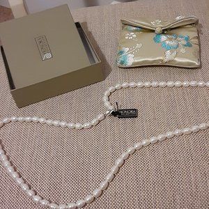 Cultured Pearl 8.0mm Ringed Barrel 36" Necklace